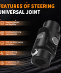 Three Quarter Inch Thirty Spline By Three Quarter Inch Double D Black Heavy Duty Steering Universal Joint Shaft with features