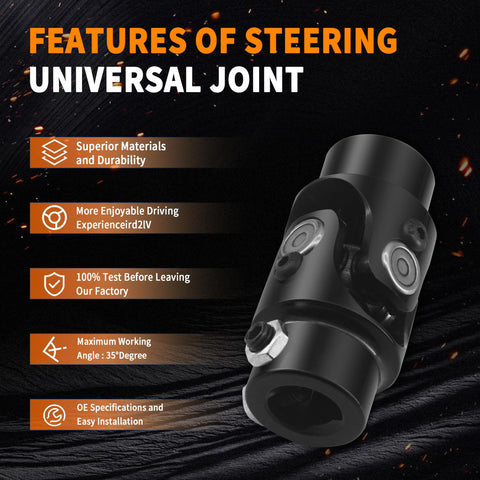 Three Quarter Inch Thirty Spline By Three Quarter Inch Double D Black Heavy Duty Steering Universal Joint Shaft with features