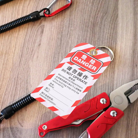 5 Piece Lockout Tag Kit for Equipment Repair PVC Safety Warning Tags No Fuss Do Not Operate Easy to Use Durable Industrial and Factory