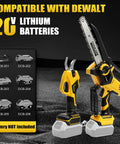 Slick 4 In 1 Cordless Pole Saw And Electric Pruning Shears Kit with 8-inch chainsaw and quick trim clippers, compatible with Dewalt batteries.