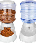 No Sweat Gravity Dog And Cat Feeder Set With Water Dispenser Includes Two Three Gallon Bowls For Small Pups And Kitties Making Automatic Mealtime A Total Breeze with food and water containers.