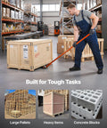 Worker using Workhorse Pry Lever Bar With Three Ton Load Capacity And Four Point Five Foot Steel Handle Heavy Duty Lever Dolly