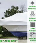 Tough As Nails String Reinforced Shrink Wrap Roll 16 X 25 Feet Waterproof Heavy Duty Polyethylene Plastic Barrier Film on boat.