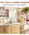 Bathroom with Water Hyacinth Wicker Storage Baskets For Organizing On Shelves And In Pantry White Two Pack Perfect For Towels