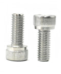 Top Shelf M6 X 14mm Socket Head Cap Screws Stainless Steel 18-8 304 Allen Drive Full Thread Fasteners 50 Pack With Hex Spanner Wrench, two metal bolts with hex heads.