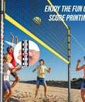 All In One Outdoor Volleyball Net Set For Backyard And Beach Fun, 32ft Regulation Size with adjustable height poles in use