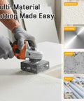 Two Pack Square Slot Cutter For Drywall Outlet Boxes Heavy Duty Oscillating Tool Bit With Precise 2-3/8 By 3-3/4 Inch Or 3-3/4 By 3-3/4 Inch Holes Thick Tough Blade For Rigidity And Long Service Life Fast Outlet Box Openings used on drywall