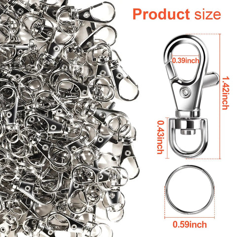 Top Tier Silver Lobster Clasp Kit Featuring Thirty Heavy Duty Snap Hooks Plus Thirty Flexible Split Rings Made For Dope Keychain Creations And Slick Jewelry Assembly.