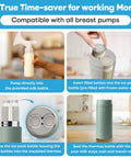 Portable Breast Milk Cooler Keeps Pumped Milk Chilled For Thirty Hours Straight Up No Fridge Required Bpa Free Insulated Baby Bottle Tote shows milk pumping and bottle insertion.