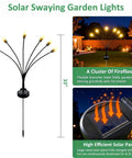 Solar Garden Lights Firefly And Starburst Swaying Lights Four Pack Waterproof Outdoor Decor For Yard Patio Pathway And Lawn Eco Friendly Solar Powered Dancer Lights That Glow With The Wind Cozy Nighttime Vibe, showcasing swaying flexible branches and solar panel