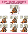 Dope Antiwar DTF Transfers Set For DIY Tees Six Pack, featuring 7x7 inch Monkey Punchs Antiwar Collection decals, No War text.