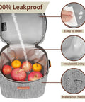 Grab And Go Insulated Breastmilk Cooler Bag Fits Four Nine Ounce Bottles Leakproof Travel Storage features waterproof lining and apples.