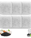6 Pack Charcoal Replacement Filters For 0.5 1 2.5 4 Gal Gravity Waterer Cat Fountain And Dog Water Dispenser Filters Pet Fountain Filter Replacement To Control Chlorine And Odor with charcoal and waterer icons