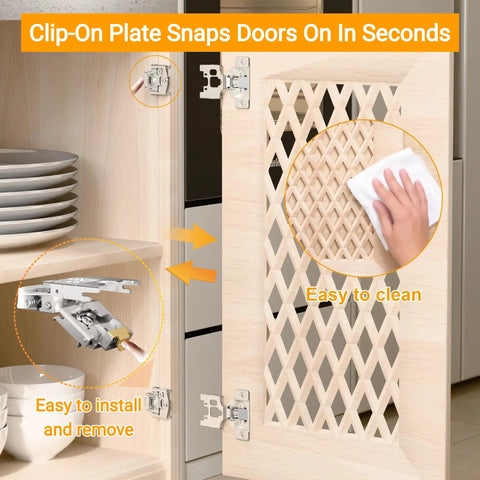 2 Pack 1/2 Inch Overlay Soft Close Cabinet Hinges With Clip On Plate, 50 Percent Faster Install, kitchen cabinet demo