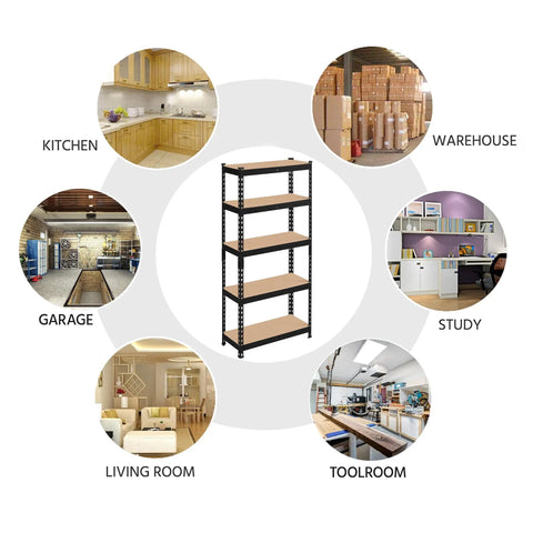 Premium Heavy Duty 5 Tier Storage Rack 2 Pack Adjustable Metal Shelving Unit Solid As A Rock Zero Hassle Boltless Assembly Top Shelf Garage Game Changer And Versatile Utility Rack In Matte Black