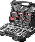 260 Piece Mechanics Tool Set With 90 Tooth Ratchets And Quick Release Wrenches For SAE And Metric in black carrying case