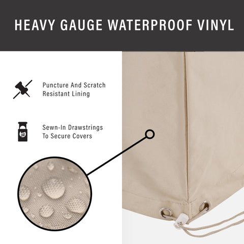Round Outdoor Patio Furniture Cover Weatherproof Waterproof And Tough As Nails Shield For Backyard Deck And Dining Sets Tan
