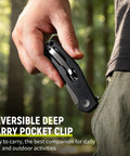 Person holding Folding Pocket Knife With 3.23 Inch Stainless Steel Blade And G10 Handle Pocket Clip EDC Knife, close-up view.