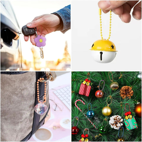 200-Piece Bead Ball Chain Keychains Bulk For Hanging Decor And Jewelry Making Includes Connector Clasp And Storage Box Each Chain Measures 3.9 Inches Bead Diameter 2.4mm Perfect For Crafts And DIY Projects. Bead chain keychains on car keys, bag, bell, and Christmas decor