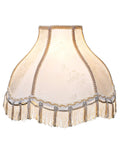 Transitional Scallop Bell Shade for Lamps in Ivory Jacquard Fabric with Brass Spider Fitter, 5 inch top, 13 inch bottom, 9.5 inch slant
