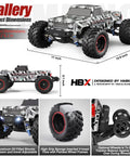 Off Road 1 By 12 Scale Brushless RC Monster Truck 4X4 Beasts With 55 KMH Top Speed Ready To Run with product dimensions.