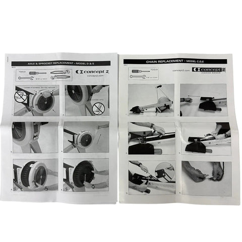 Drive Chain Assembly 1915 instructions for RowErg C D E Indoor Rowers Replacement Kit installation guide with images of steps.