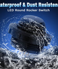 Round Rocker Switch 12V SPST On Off Toggle 3 Pin With Waterproof Cover For Marine Automotive RV And Boat Use LED Indicator Light Easy 20mm Panel Cutout Install Durable Waterproof Panel Mount, black round switch with water spray
