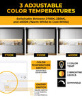 Under Cabinet Lighting Kit With 3 CCT 2700K 3000K 4000K, 12 Inch White Finish, dimmable and linkable lights with color temperature settings