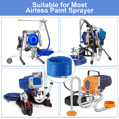 66 Foot Airless Paint Sprayer Hose Kit With Quarter Inch Npt Fitting supports various airless paint sprayers.