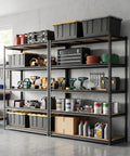 Beefy 5-Tier Steel Shelving Unit With 60 Inch Wide 24 Inch Deep 72 Inch High Carbon Steel Frame Holds Up To 2,500 Lbs Total Capacity With 500 Lbs Per Shelf For Heavy Tools Boxes And Large Equipment in garage with bins and tools