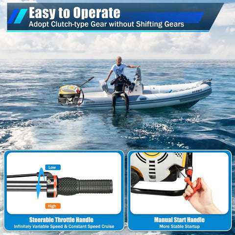 Powerful 9HP Four Stroke Outboard Motor For Inflatable Boats And Small Yachts 225CC Gasoline Engine on inflatable boat