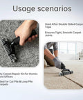 Diy No Sweat Carpet Patch Repair Kit With 5 Inch Star Wheel Seam Roller And 16 Ft Double Sided Carpet Joining Tape For Easy Home And Office Repairs Ideal For Quick Patches, carpet seam roller on gray and beige carpet
