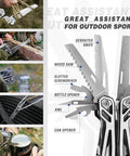 Multitool 21 In 1 Stainless Steel Pocket Knife With Screwdriver Sleeve Self Locking Pliers and accessories for outdoor use.