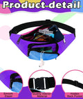 80s Neon Fanny Pack With Two Zipper Pockets Belt Bag For Women And Men Waist Pack, open view showing compartments and contents.