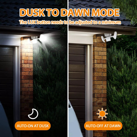 Outdoor Motion Sensor Flood Lights With 30W 3500LM Output Dusk To Dawn IP65 Waterproof Three Head LED Security Lighting on wall