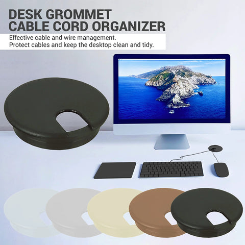 5 Pack Black Round Desk Cable Grommets 3 Inch 76mm Two Piece ABS Plastic Hole Cover for Computer Desk Cord Management