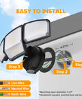 80W Dusk To Dawn Flood Light 9000 Lumens Led Security Beam With Photocell Ip65 Waterproof installation steps and mounting details.