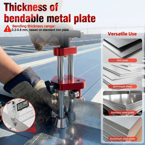Sheet Metal Roller Pro Grade 1-Station Bender for Iron Aluminum Copper Stainless Steel, used on roofing panel, thickness range display