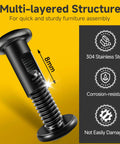Close-up view of 1/4-20 Flat Head Socket Cap Screws Bolts And Barrel Nuts Kit For Furniture Assembly 304 Stainless Steel
