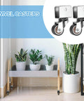 1 Inch Swivel Caster Wheels Set, 4 Pieces, 0.7 Inch U Bracket Opening, 55 Lb Capacity Per Caster, for furniture use on planters.