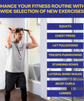 Heavy Duty Resistance Band Wall Anchor System For Home Gyms With Stretch Straps and Suspension Trainer Mount in use for various exercises.