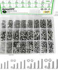 1270 Piece Stainless Steel Screw Kit M2 To M5 For 3D Printing Includes Allen Head And Flat Head Countersunk Bolts Metric Bolts Nuts Washers And Wrenches In Silver in compartmentalized organizer.