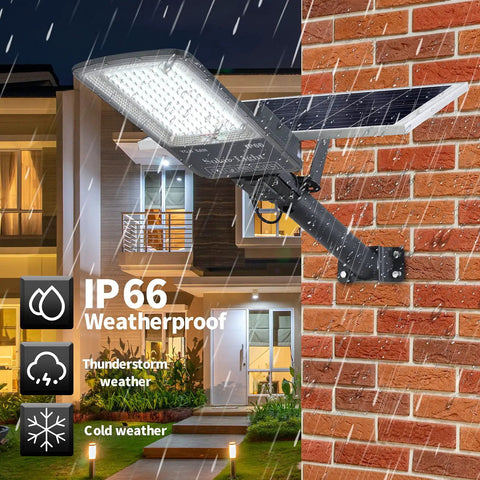 Crazy Bright 300W Solar Street Light 24000 Lumens Daylight 6500K LED Outdoor Flood Light With Remote Control IP66 Waterproof on wall