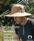 Men's UPF Sun Hat With Wide Brim Bucket Style For Fishing And Outdoors, Breathable Ventilated Design With UV Protection worn by a hiker