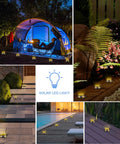 Collage of 12 Pack Solar Lights Outdoor Waterproof Ground Landscape Lighting for Patio Pathway Lawn Driveway Walkway with 12 LED Beads