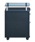 Heavy Duty Two Drawer Rolling File Cabinet With Secure Lock And Sleek Glass Top Fits Under Desk Smooth Chrome Glide Wheels Graphite Finish