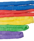 Various colored round slings, including red for Endless Round Sling 12 Foot Red With Hook Combo 13,200 Lbs WLL.