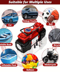 Dual Cylinder Tire Inflator Air Compressor With Digital Display And Auto Shut Off 12V DC Portable Air Pump showing multiple uses