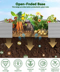 Cross-sectional view of Two Pack Tall 8 Foot Raised Garden Beds, Corrugated Galvanized Steel Above Ground Garden Bed For Vegetables And Flowers, 8 By 3 Feet, showing root systems.