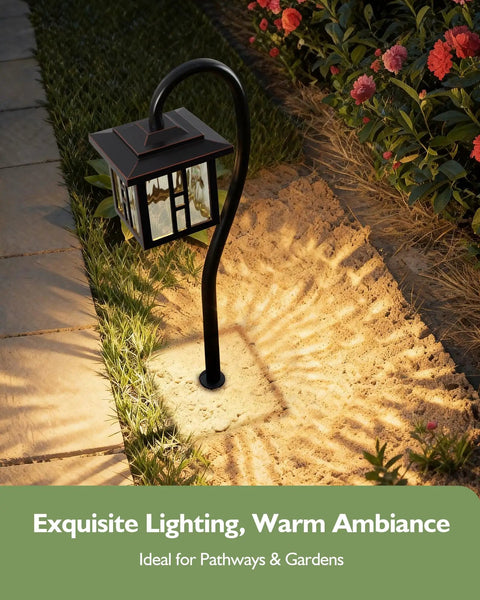 Low Voltage Pathway Lights 12V 3W 185LM Warm White 3000K ORB Waterproof Garden Lights illuminating walkway and flowers
